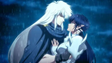 Still from the Netflix anime series Bastard!! with main character Dark Schneider.