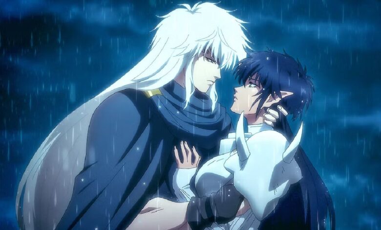 Still from the Netflix anime series Bastard!! with main character Dark Schneider.