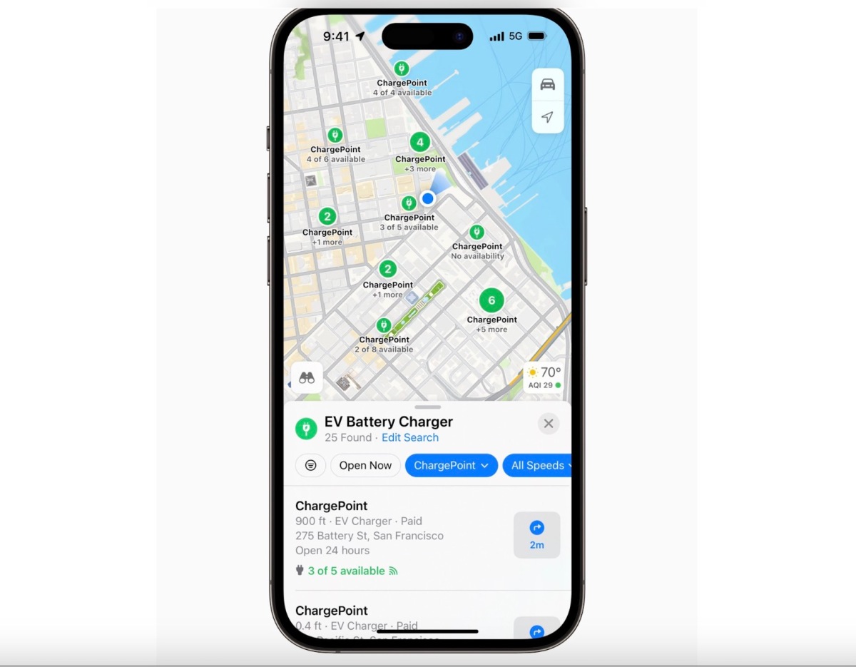 ¿Necesitas cargar tu EV?  Apple Maps mostrará lugares abiertos cerca de ti