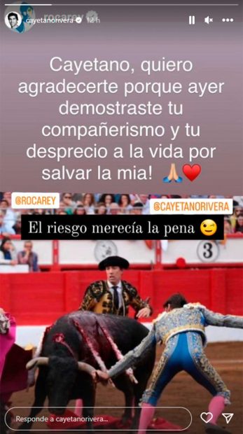Roca Rey agradece el gesto a Cayetano Rivera / Instagram