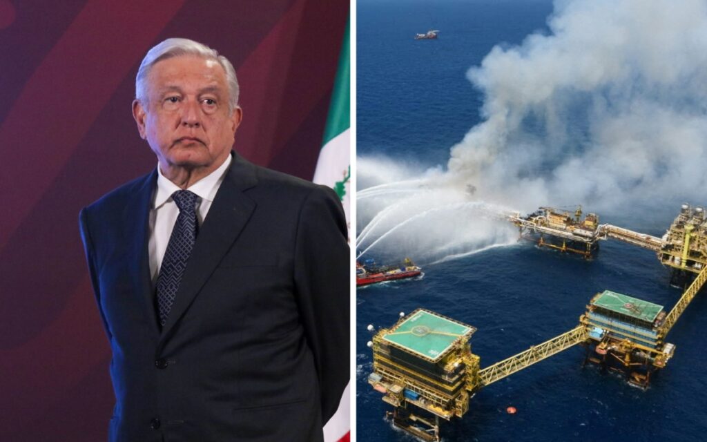 AMLO llama 'pequeña fuga' al derrame de Pemex en Golfo de México