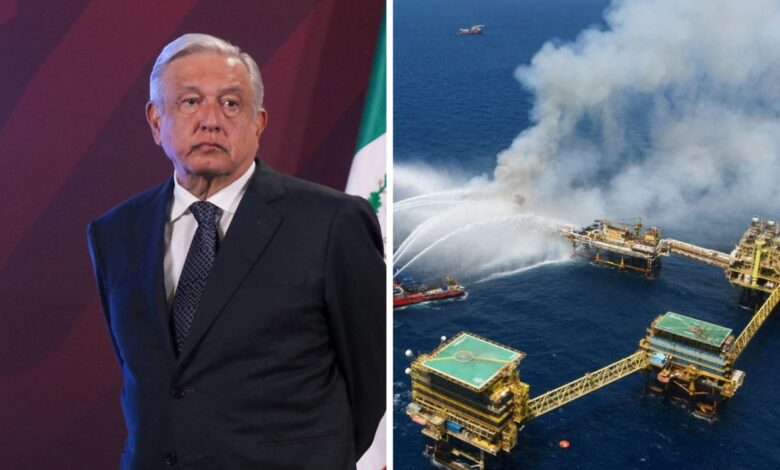AMLO llama 'pequeña fuga' al derrame de Pemex en Golfo de México