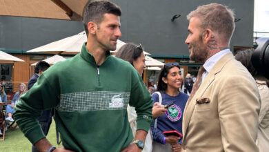 Aparece David Beckham en las canchas de Wimbledon junto a Djokovic