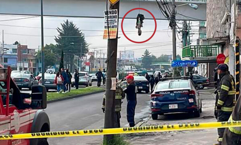 Cuelgan restos humanos en puente peatonal frente a CU UAEMex, Toluca