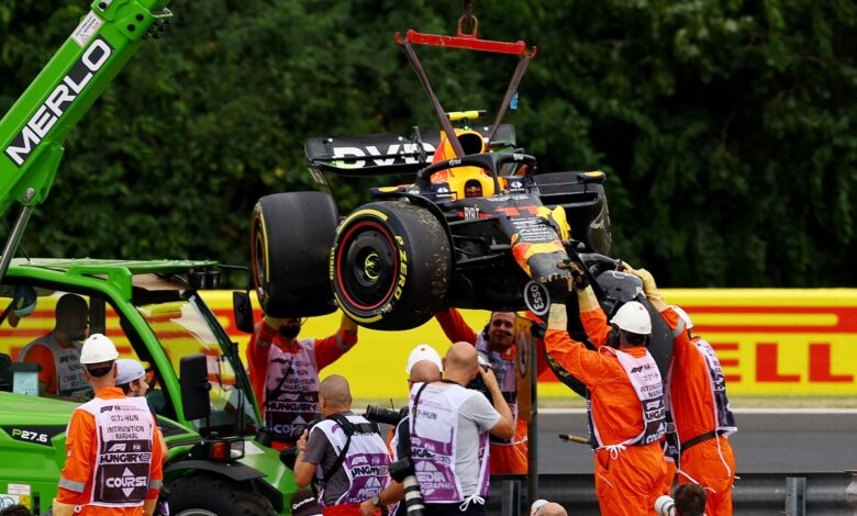 F1: Checo Pérez choca y provoca bandera roja en la P1 del GP de Hungría