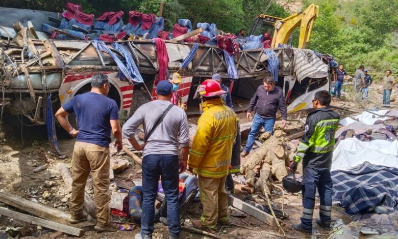 Fotos | Autobús de pasajeros vuelca y cae a barranco en Oaxaca; hay 27 muertos