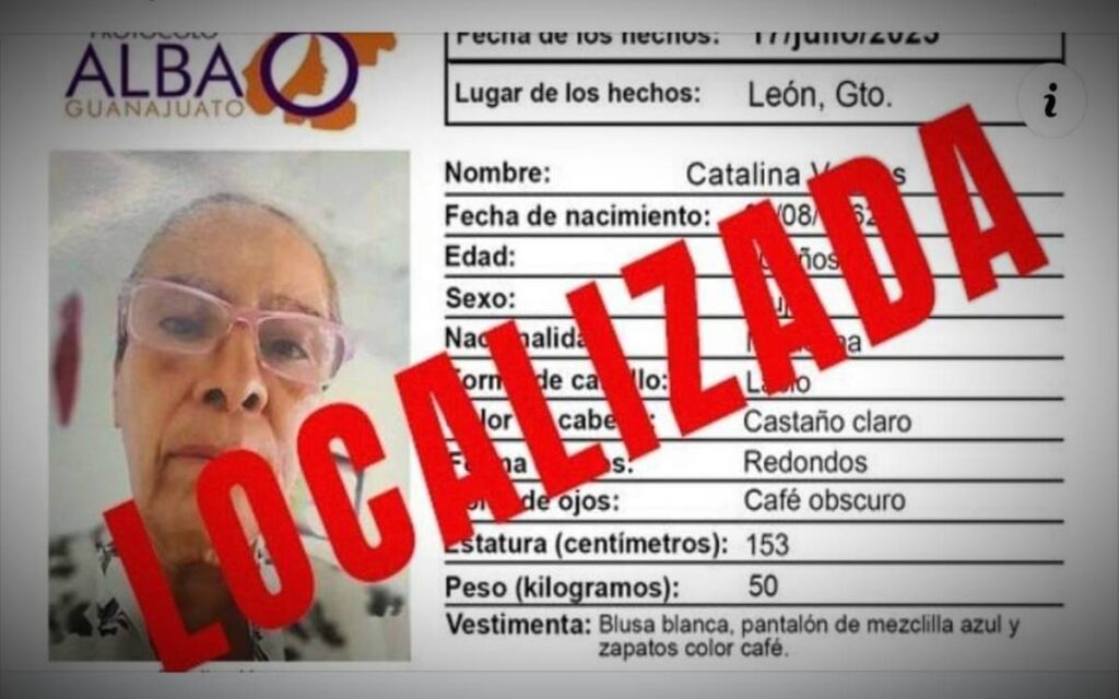 Hallan con vida a Catalina Vargas, madre buscadora de Guanajuato