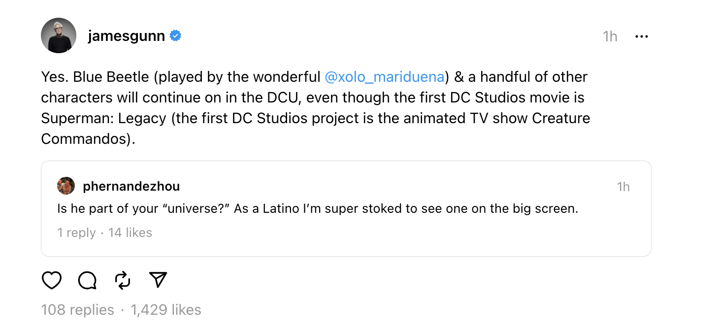 Hilos de James Gunn Blue Beetle Hilos de James Gunn Blue Beetle