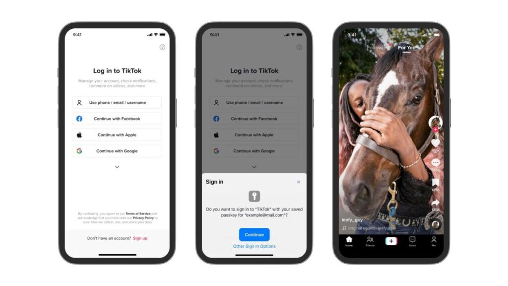 TikTok presenta compatibilidad con claves de paso para dispositivos iOS