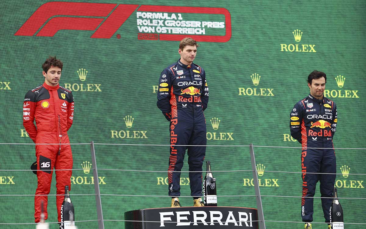 Verstappen gana también en Austria; ‘Checo’ remonta y queda tercero