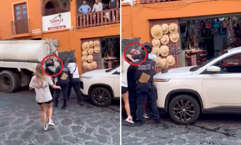 Video | '¡Lo estas ahogando!', policías someten a turista en Tepoztlán