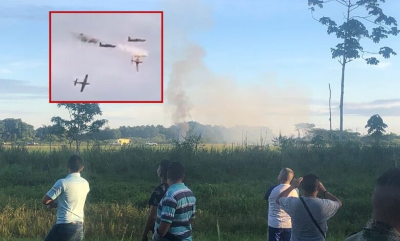 Videos | Chocan dos aviones del Ejército de Colombia en un entrenamiento; muere un soldado