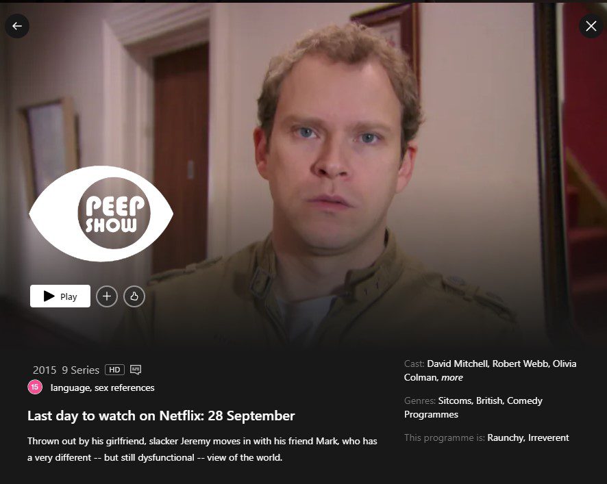 fecha de eliminación del peep show en netflix fecha de eliminación del peep show en netflix