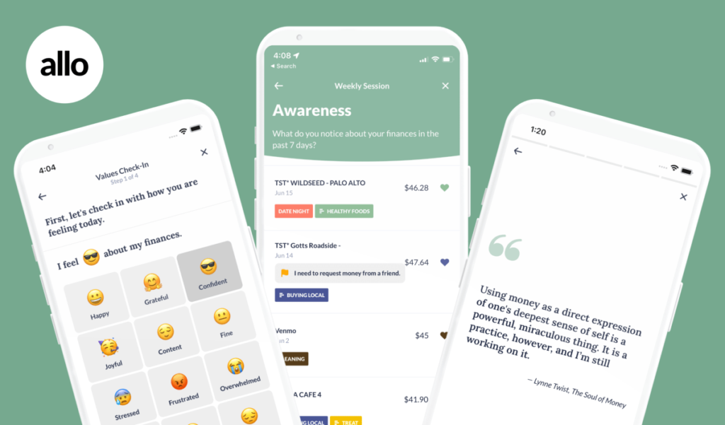 Allo es una nueva aplicación que tiene como objetivo ayudar a las personas a crear hábitos positivos con sus finanzas a través de la atención plena