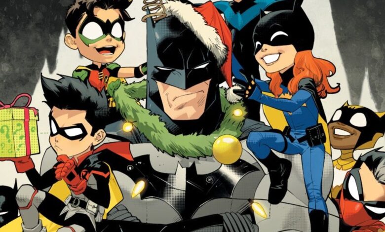 Batman se convierte en el adorable árbol de Navidad de la batifamilia en el arte oficial