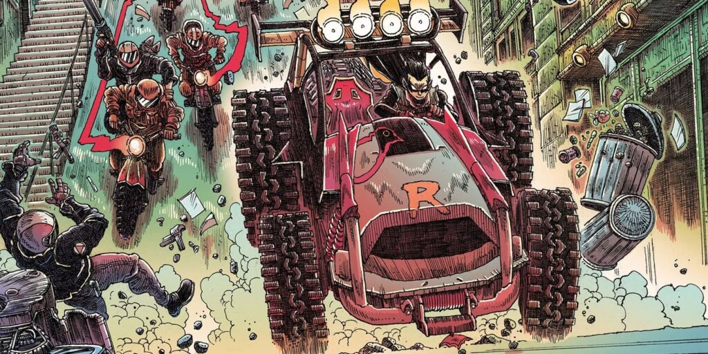 El Batimóvil mejorado de Robin demuestra su poder en una emocionante persecución de autos