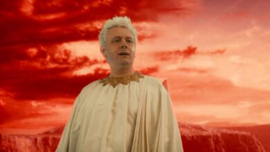 El arcángel Aziraphale se corrompe por demasiado poder en el arte de la temporada 3 de Good Omens