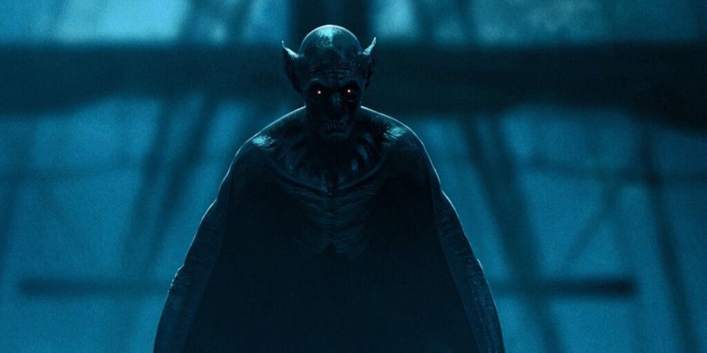 Dracula looms in the darkness in The Last Voyage of the Demeter