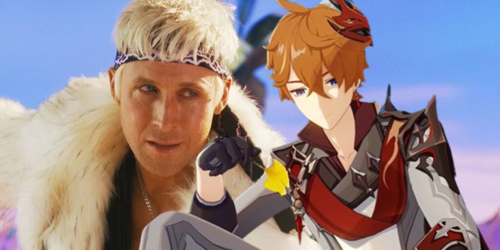 Ken Simps para Barbie en forma de impacto de Genshin en arte histérico y colorido