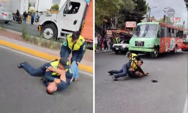 Microbusero golpea a policías que pidieron que no estorbara paso peatonal | Video