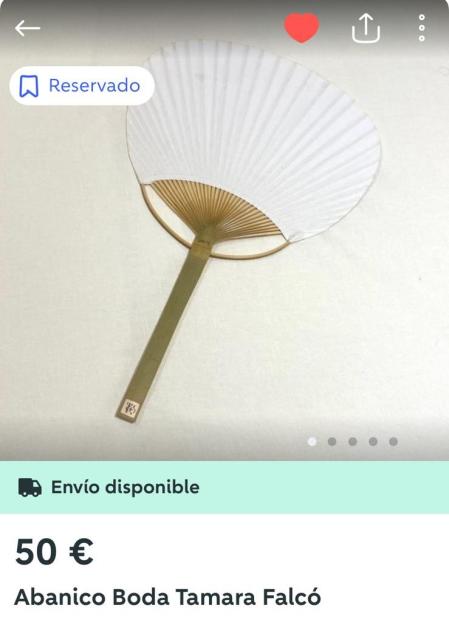 Anuncio de Wallapop de un abanico de la boda de Tamara Falcó.