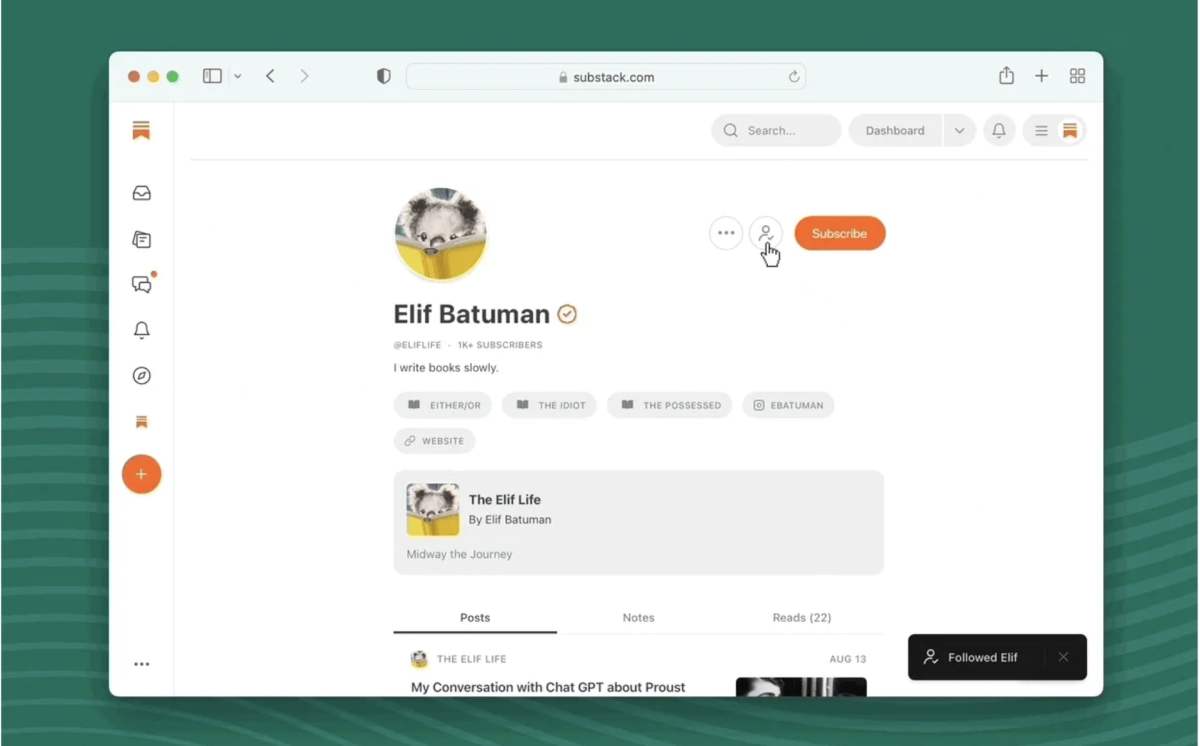 Substack se expande aún más en las redes sociales con un nuevo botón 'Seguir'