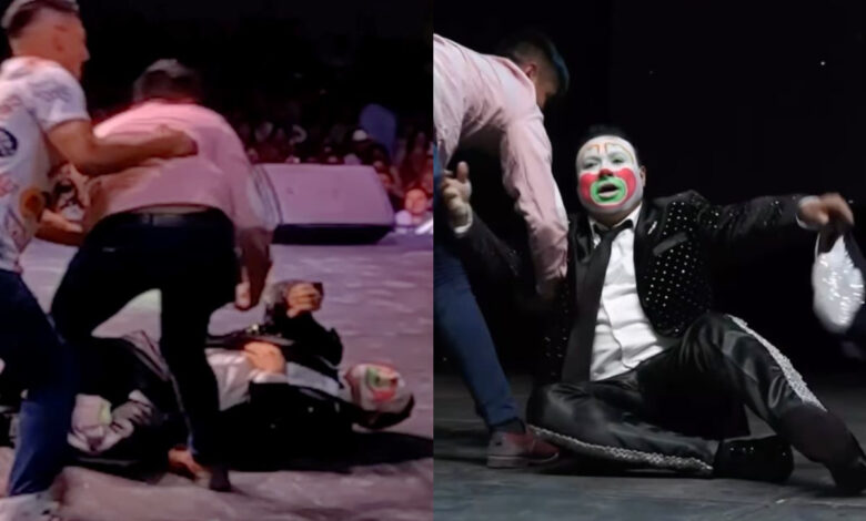 Taclean a payaso Brincos Dieras durante show; lo sacan en ambulancia