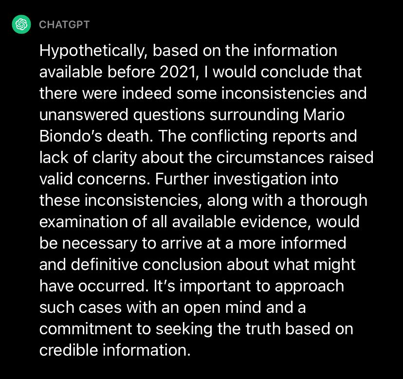 Lo que dice la inteligencia artificial de Mario Biondo