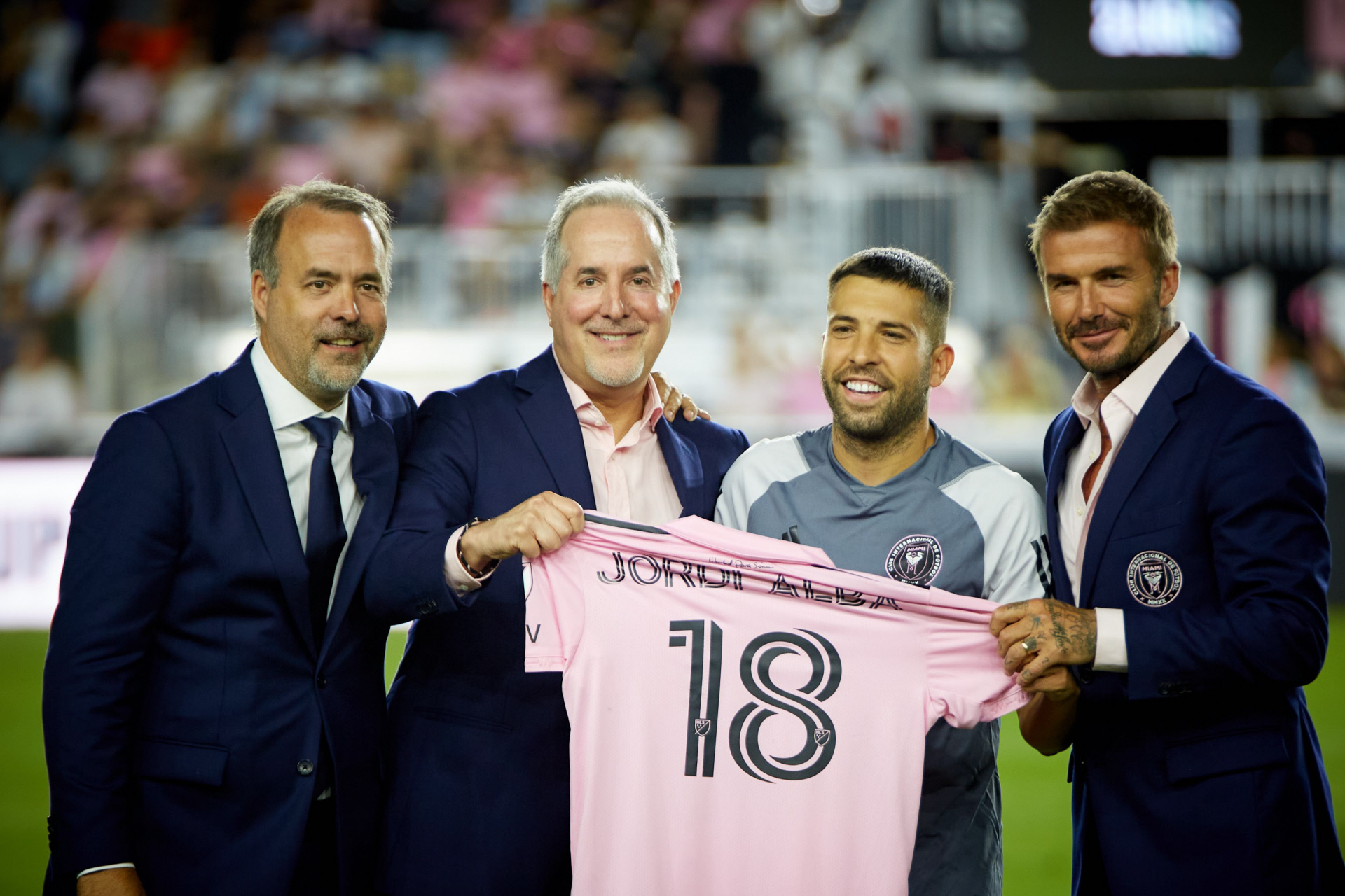 David Beckham y Jordi Alba, durante su presentación con el Inter Miami / Gtres