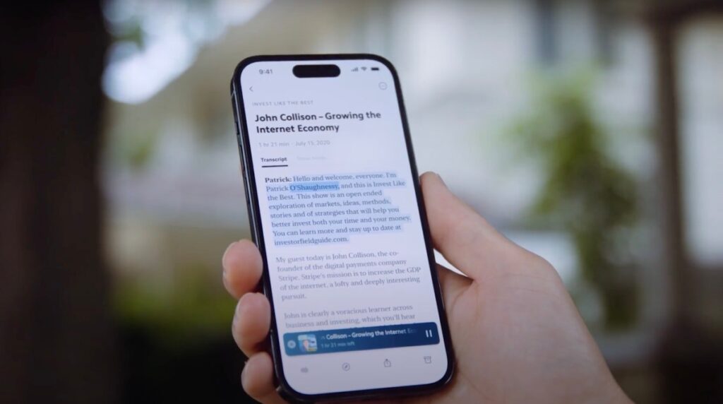 La aplicación de lectura posterior Matter ahora puede transcribir tus podcasts favoritos
