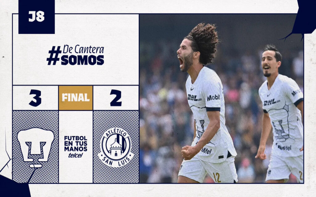 Liga MX:  Da Gabriel Fernández la victoria a Pumas sobre el líder San Luis en CU | Video