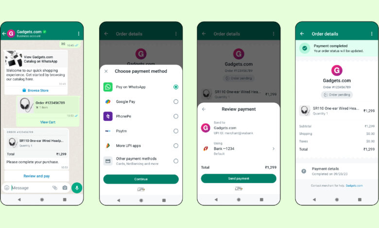 Los usuarios de WhatsApp en India ahora pueden pagar a las empresas con tarjeta de crédito y otras aplicaciones de UPI