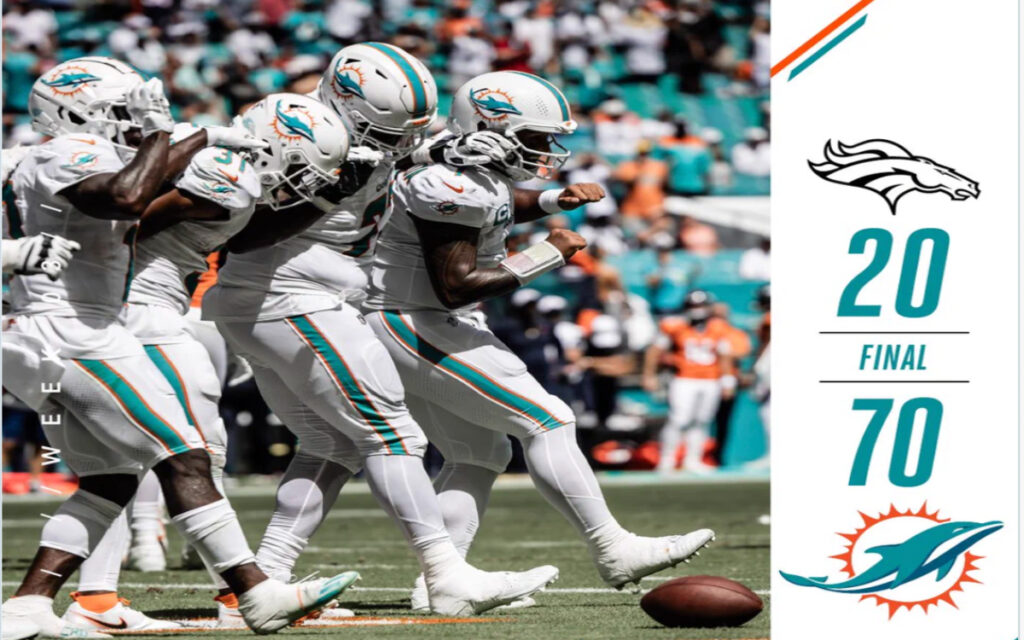 NFL: Propinan Delfines derrota histórica a Broncos | Resultados