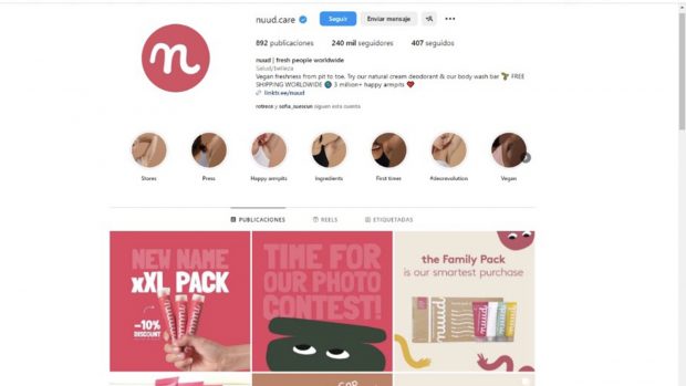 Pantallazo de la marca de cosméticos / Redes sociales