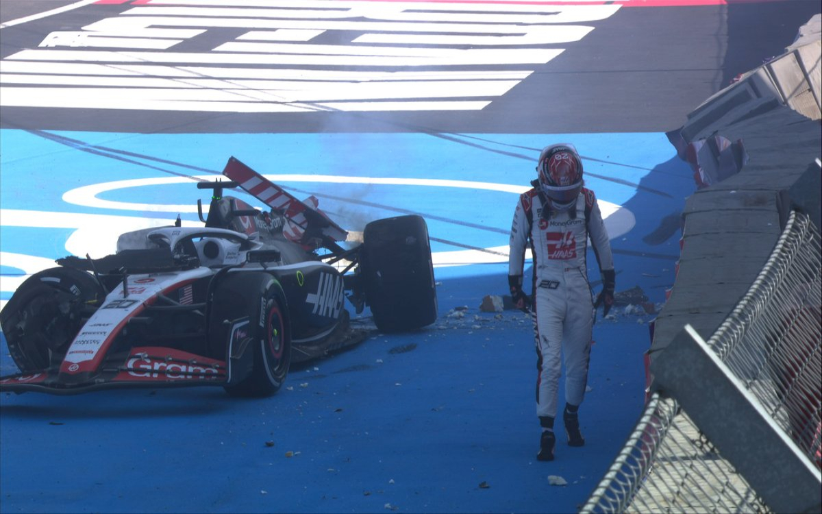 F1: Provoca fuerte accidente de Kevin Magnussen bandera roja en el GP de México | Video
