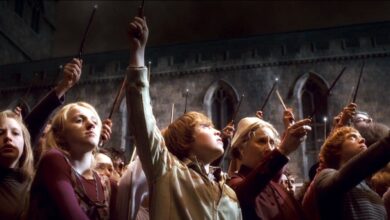 Fanáticos de Harry Potter recrean el tributo con varita mágica a Dumbledore en Hogwarts para honrar a Michael Gambon