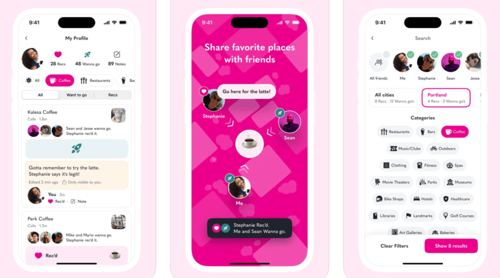 Recs es una 'billetera' social para guardar y compartir tus lugares favoritos