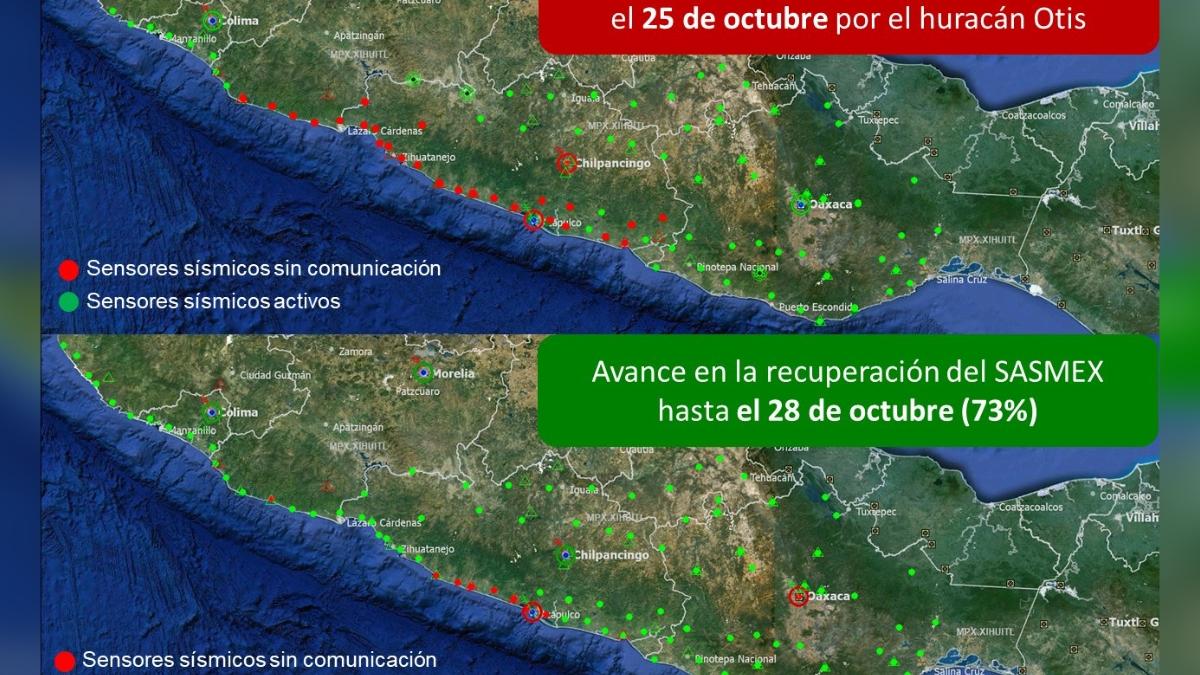 Reparan 19 de los 26 sensores sísmicos dañados por huracán Otis