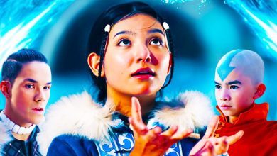 Aang, Sokka y Katara (¡y Momo de acción real!) montan a Appa en el póster de Avatar: Last Airbender de Netflix