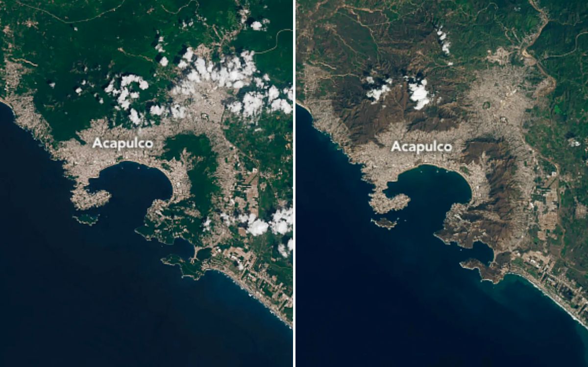 Acapulco antes y después de 'Otis', en imágenes de la NASA