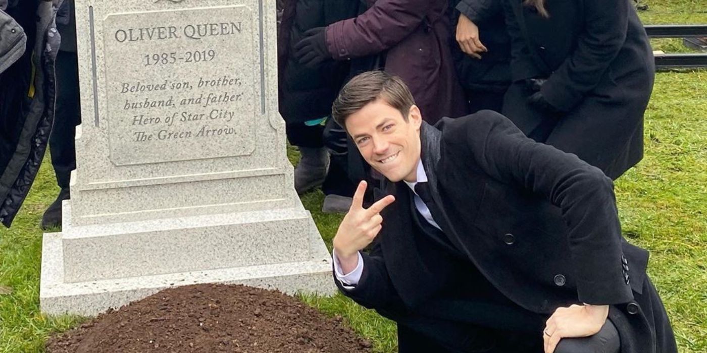 La estrella de Flash Grant Gustin finalmente rompe el silencio en el meme de lápida de Arrowverse viral