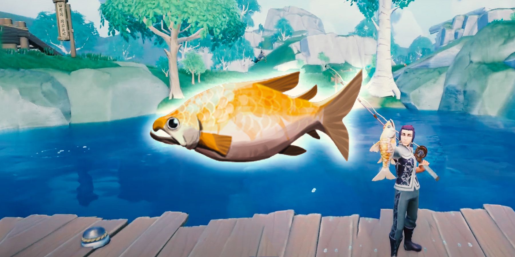 Cómo encontrar (y pescar) un salmón dorado en Palia