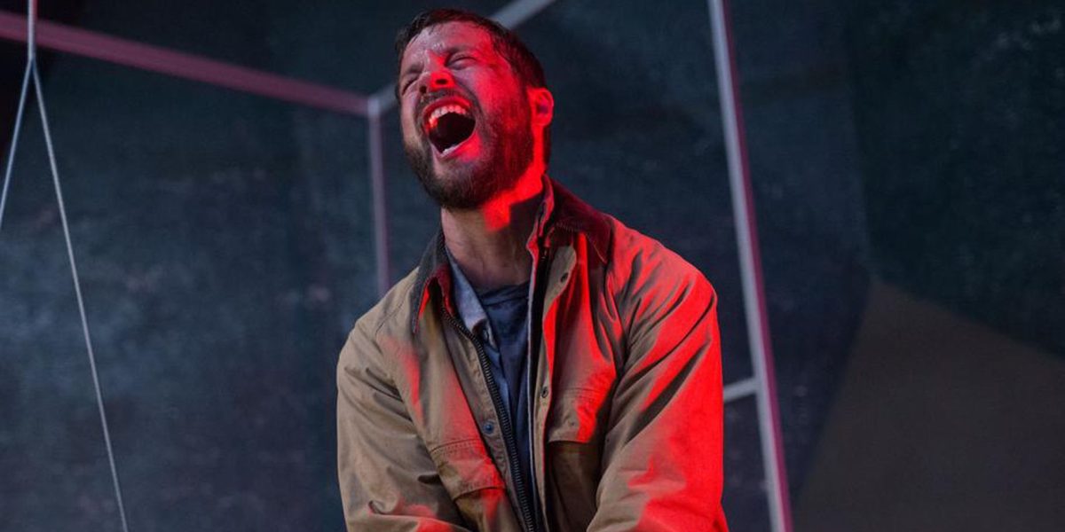 Logan Marshall-Green screams in agnony in Upgrade.