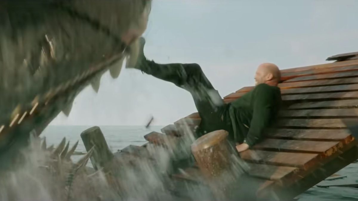 Jason Statham kicks a shark in Meg 2 The Trench