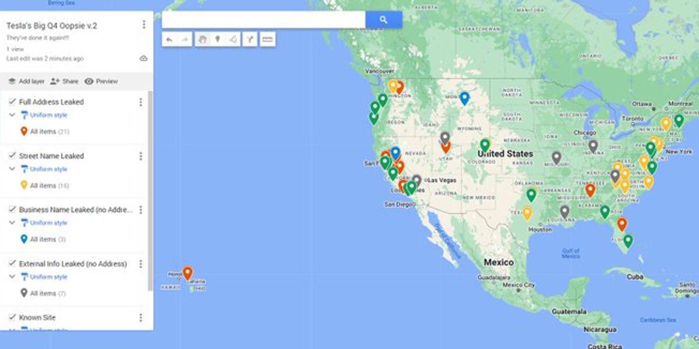 Al menos 50 nuevas ubicaciones de supercargadores reveladas en la última filtración de Tesla
