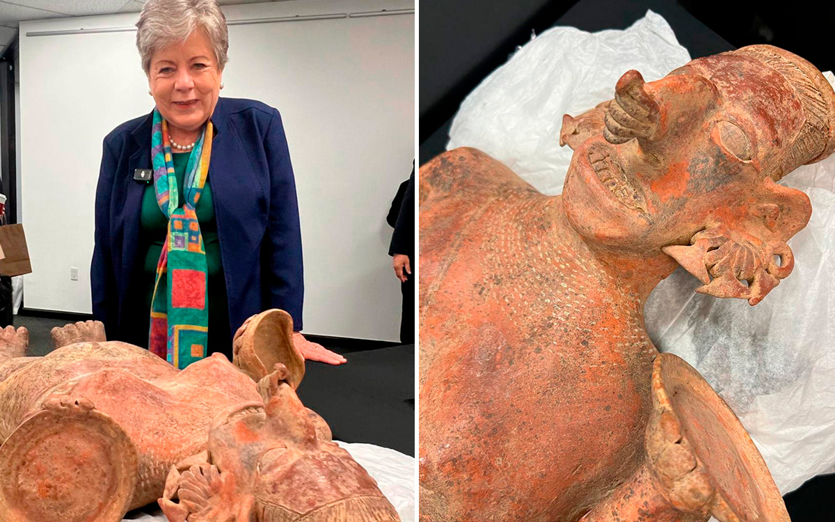 Alicia Bárcena celebra 'rematriación' de 30 piezas arqueológicas en Los Ángeles