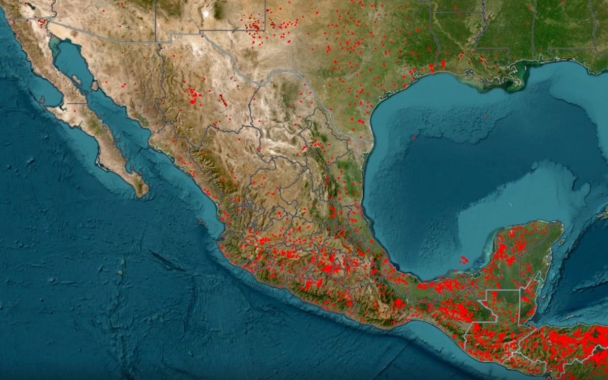 Imágenes satelitales muestran evolución de incendios en México