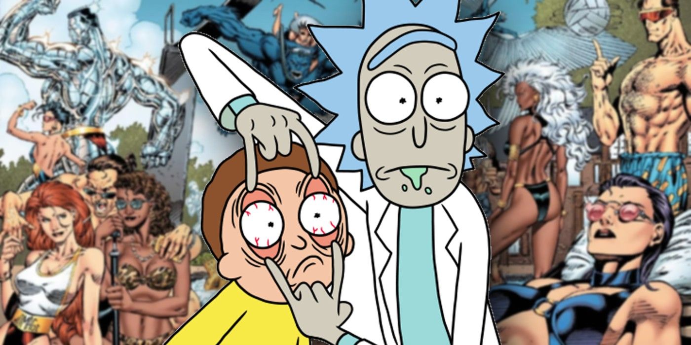 Rick and Morty lanza una divertida parodia del arte de trajes de baño Steamy de los 90 de X-Men