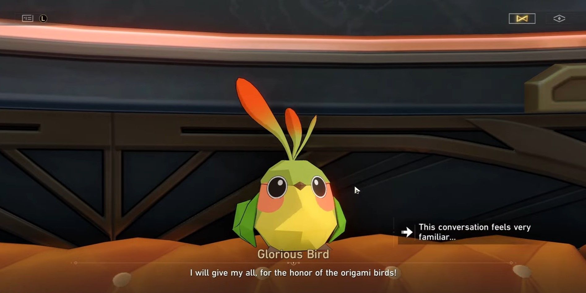 El pájaro glorioso de Honkai: Star Rail hablando con el jugador.