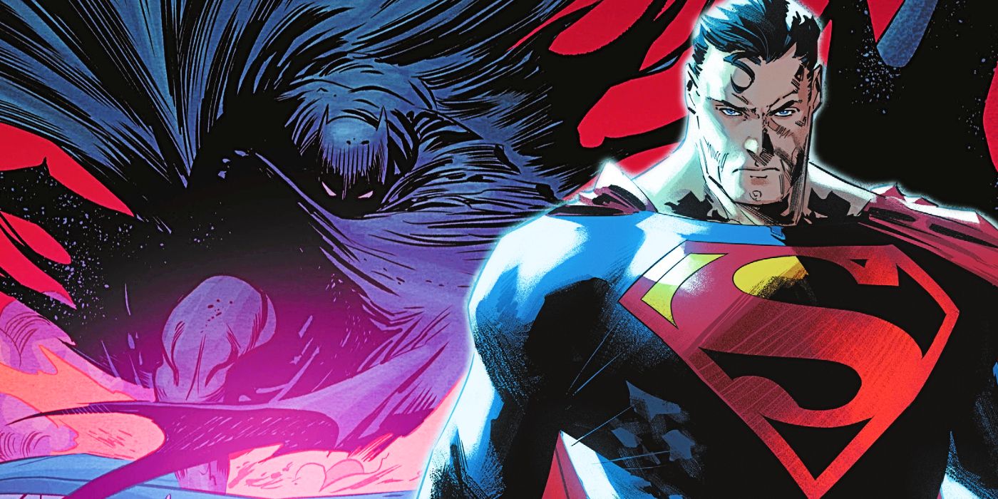 Batman hace girar su capa mientras Superman se para con valentía a su lado.